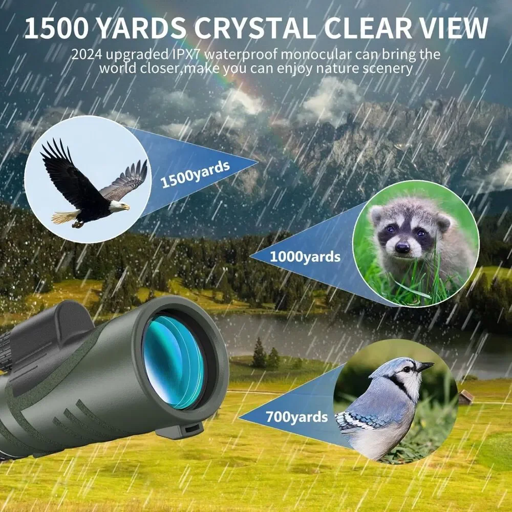 2024 New 80x100 HD High Powered Monocular Telescope with Smartphone Adapter